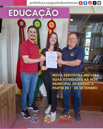 <span style="font-size: 12pt;">NOVA SERVIDORA INICIAR&Aacute; SUAS ATIVIDADES NA REDE MUNICIPAL DE ENSINO</span>