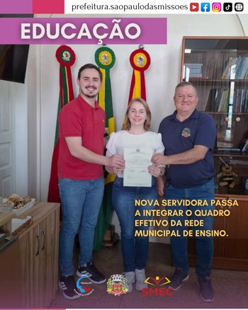 <span style="font-size: 12pt;">NOVA SERVIDORA INTEGRA O QUADRO DA EDUCA&Ccedil;&Atilde;O MUNICIPAL</span>