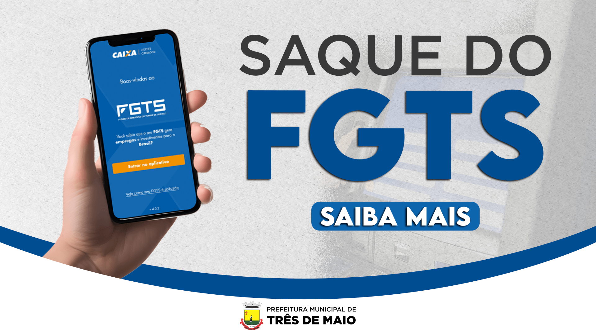 <p>SAQUE DO FGTS PODE SER SOLICITADO EM DECORR&Ecirc;NCIA A SITUA&Ccedil;&Atilde;O DE EMERG&Ecirc;NCIA DO MUNIC&Iacute;PIO</p>