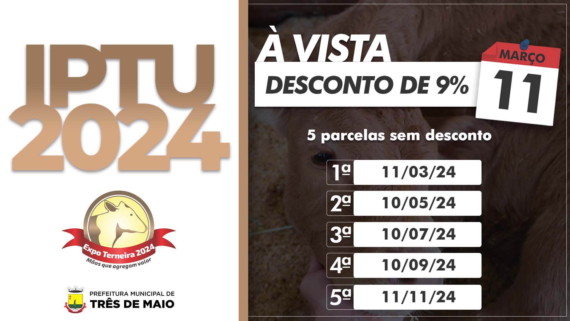 PRAZO PARA O PAGAMENTO DO IPTU EM COTA ÚNICA COM DESCONTO ENCERRA NA PRÓXIMA SEMANA 