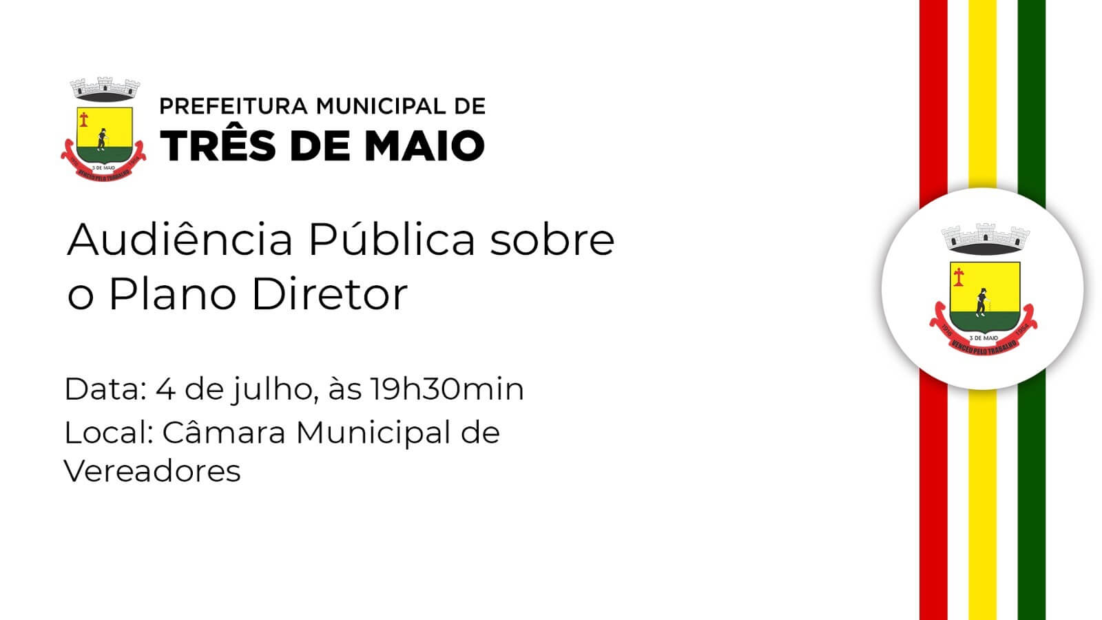 <p>AUDI&Ecirc;NCIA P&Uacute;BLICA PARA DEBATER PLANO DIRETOR IR&Aacute; OCORRER NESTE M&Ecirc;S</p>