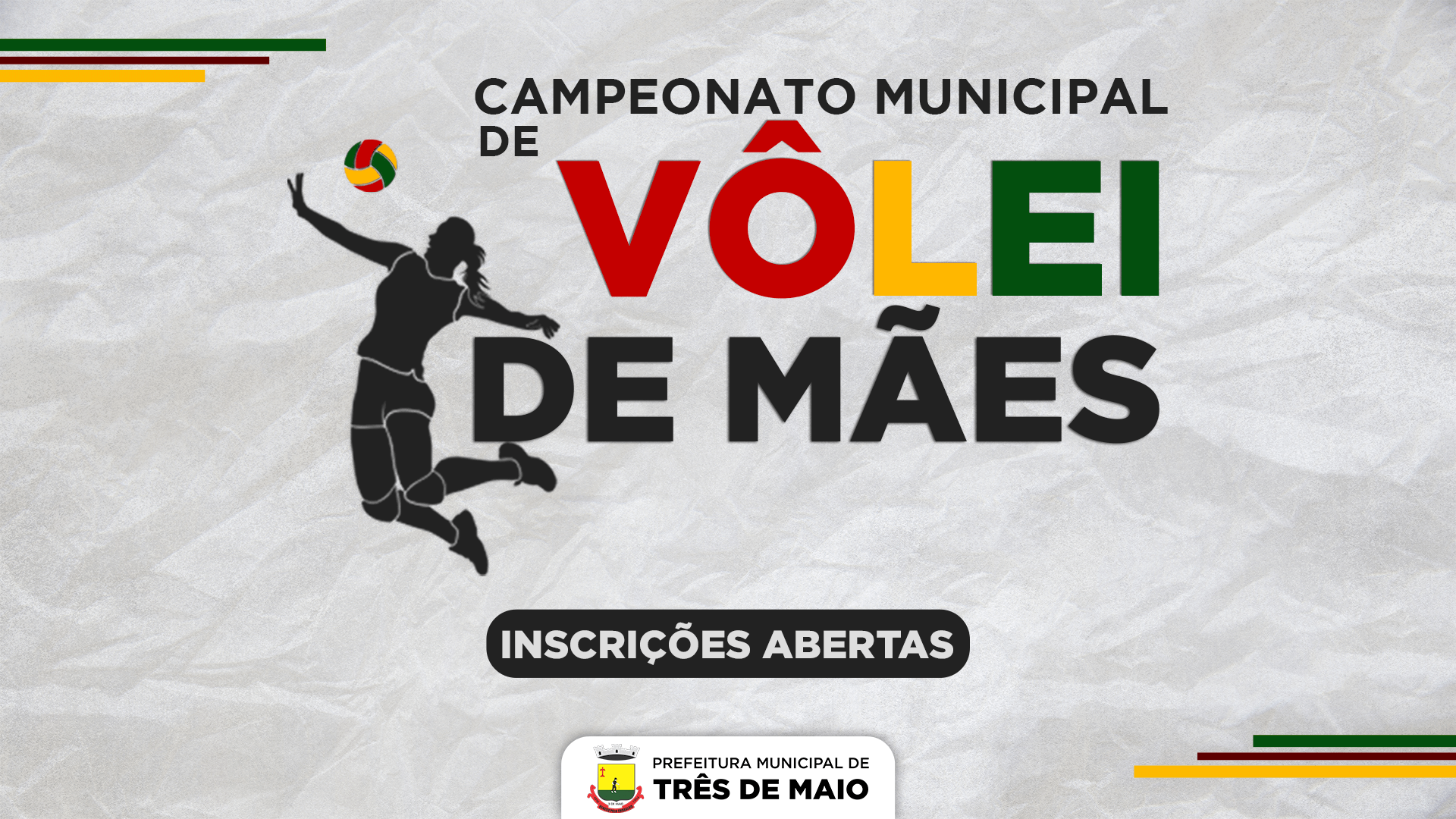 <p>EST&Atilde;O ABERTAS AS INCRI&Ccedil;&Otilde;ES PARA O CAMPEONATO DE V&Ocirc;LEI DE M&Atilde;ES</p>