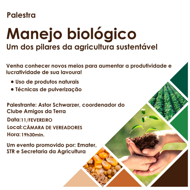 Agricultura Sustentável: Secretaria de Agricultura realizará palestra para produtores rurais