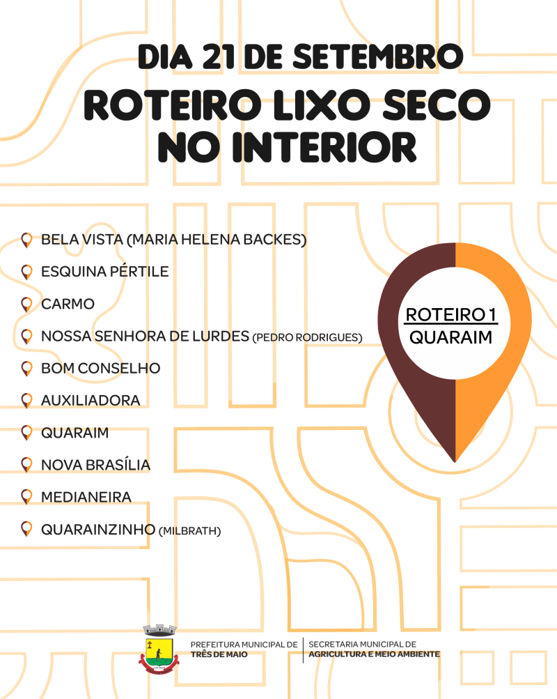 Definido roteiro da coleta de lixo seco no interior para o mês de setembro.