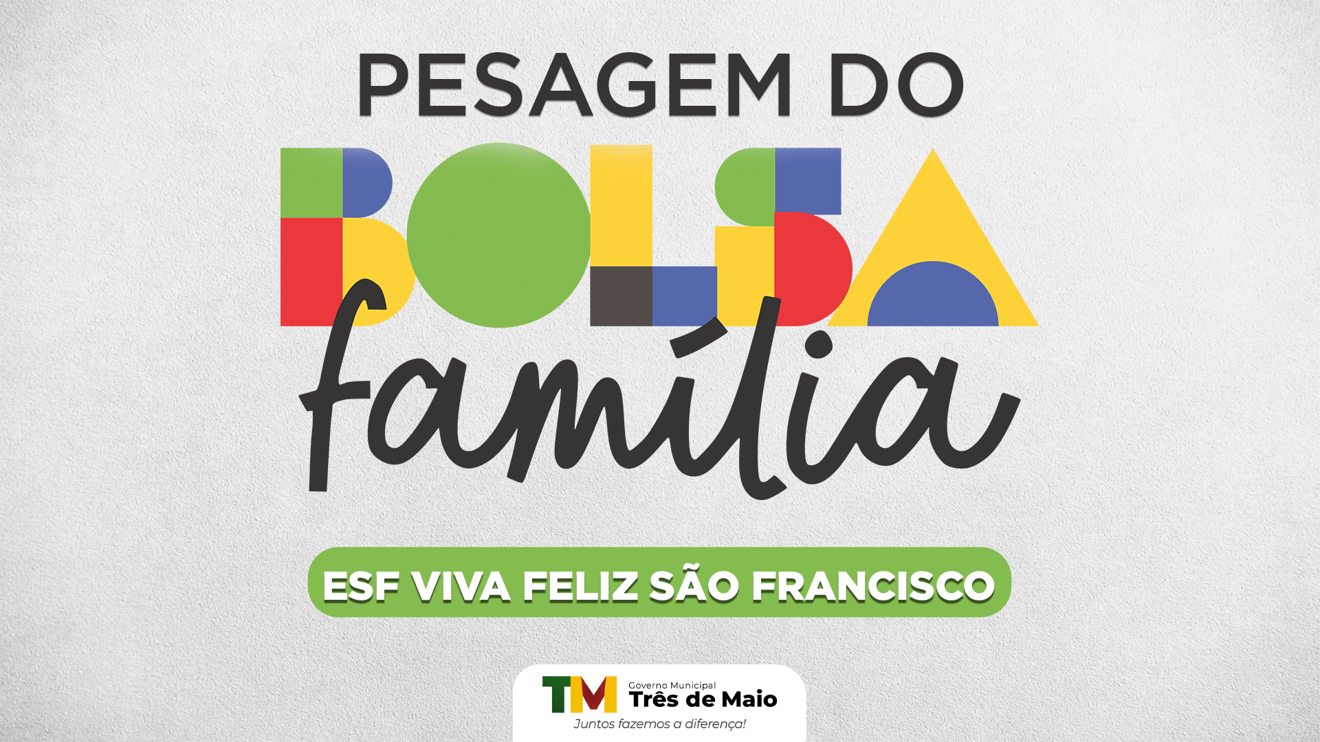 <p>PESAGEM DO BOLSA FAM&Iacute;LIA NA ESF VIVA FELIZ S&Atilde;O FRANCISCO IR&Aacute; OCORRER NA SEXTA-FEIRA</p>