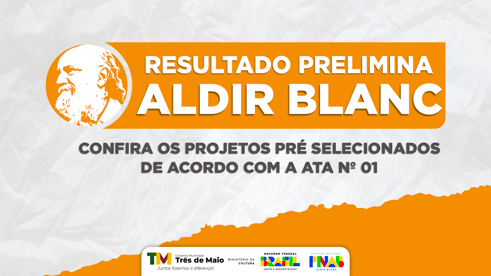 <p>CONFIRA O RESULTADO PRELIMINAR DOS PROJETOS DA LEI ALDIR BLANC</p>