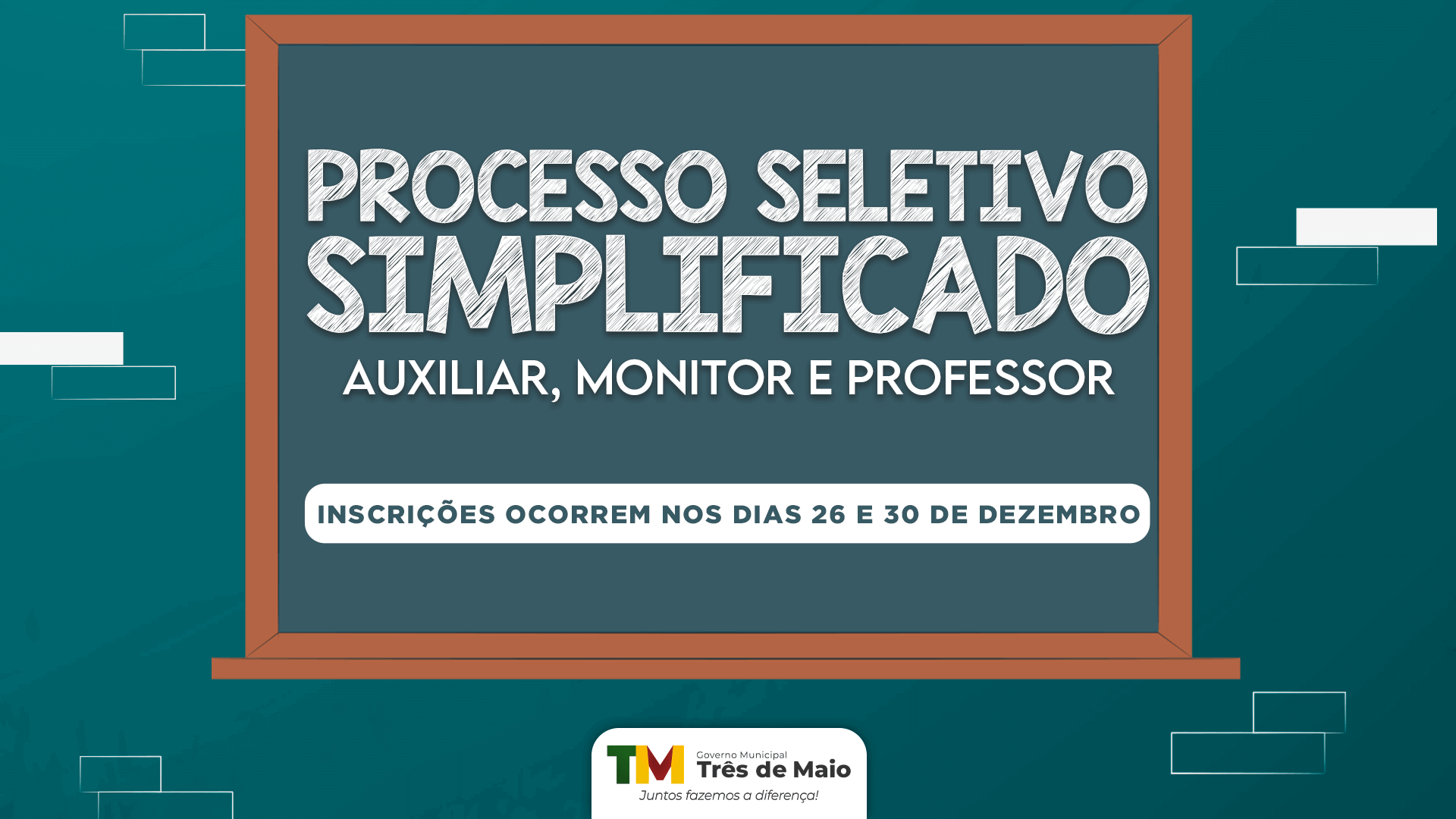 <p>CONFIRA O EDITAL DO PROCESSO SELETIVO SIMPLIFICADO PARA AUXILIAR, MONITOR E PROFESSOR</p>