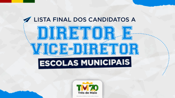 <p>CONFIRA O EDITAL DE HOMOLOGA&Ccedil;&Atilde;O DA LISTA FINAL DOS CANDIDATOS APTOS AOS CARGOS DE DIRETOR E VICE-DIRETOR DAS ESCOLAS MUNICIPAIS</p>