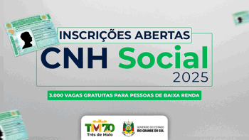 <p>GOVERNO DO RIO GRANDE DO SUL ABRE 3 MIL VAGAS PARA CNH SOCIAL</p>