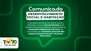<p>COMUNICADO SECRETARIA DE DESENVOLVIMENTO SOCIAL E HABITA&Ccedil;&Atilde;O</p>