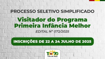 <p>INSCRI&Ccedil;&Otilde;ES PARA O PROCESSO SELETIVO SIMPLICADO PARA O CARGO DE VISITADOR DO PIM INICIAM NA PR&Oacute;XIMA SEMANA</p>