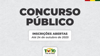 <p>INSCRI&Ccedil;&Otilde;ES PARA O CONCURSO P&Uacute;BLICO DE TR&Ecirc;S DE MAIO SEGUEM ABERTAS</p>