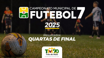 <p>QUARTAS DE FINAL DO FUTEBOL 7 MARCAM NOITE DE GRANDES CONFRONTOS EM TR&Ecirc;S DE MAIO</p>