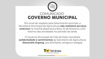 <p>COMUNICADO DO GOVERNO MUNICIPAL</p>