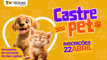 Inscri&ccedil;&otilde;es para castra&ccedil;&atilde;o de c&atilde;es e gatos iniciam no dia 22 de abril