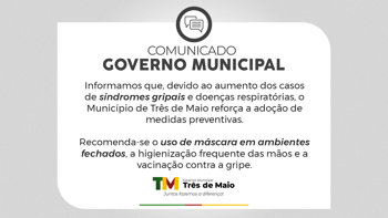 Tr&ecirc;s de Maio refor&ccedil;a medidas de preven&ccedil;&atilde;o contra doen&ccedil;as respirat&oacute;rias e destaca import&acirc;ncia da vacina&ccedil;&atilde;o