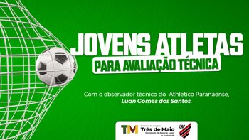Tr&ecirc;s de Maio receber&aacute; avalia&ccedil;&atilde;o t&eacute;cnica do Club Athletico Paranaense para jovens atletas