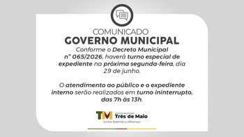 Governo Municipal estabelece hor&aacute;rio especial de expediente na pr&oacute;xima segunda-feira