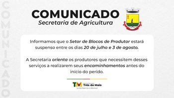 Setor de Blocos de Produtor ter&aacute; atendimento suspenso temporariamente