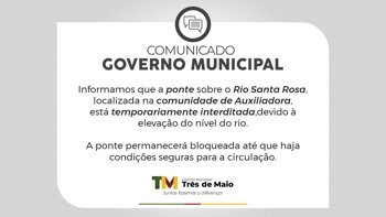 Ponte na comunidade de Auxiliadora &eacute; interditada devido &agrave; eleva&ccedil;&atilde;o do n&iacute;vel do rio