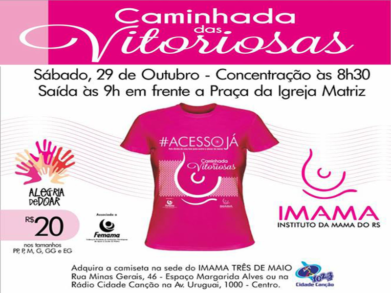 CAMISETAS DA CAMINHADA DAS VITORIOSAS ESTÃO DISPONÍVEIS