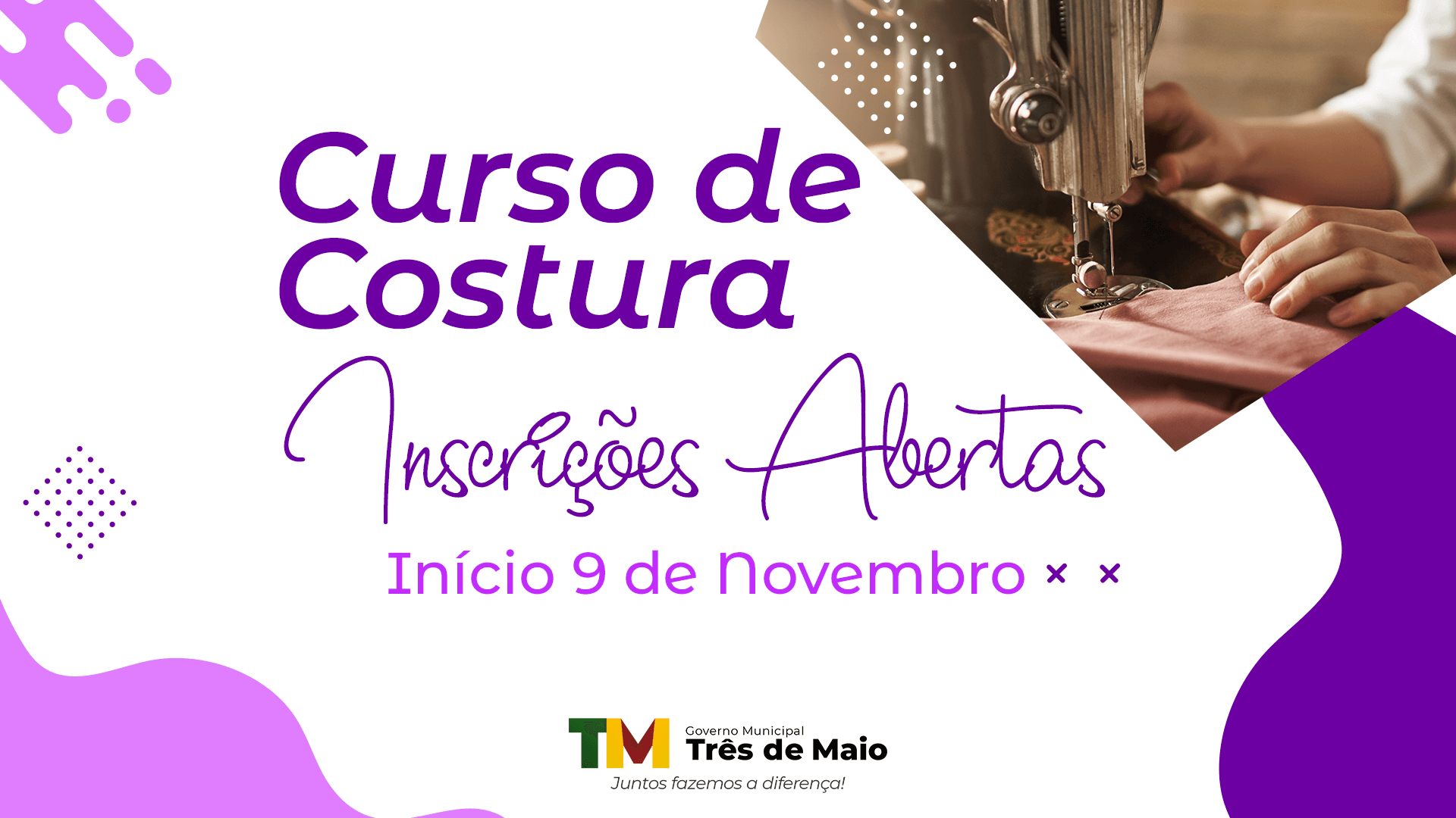 INSCRIÇÕES PARA O CURSO DE COSTURA INDUSTRIAL ENCERRAM HOJE
