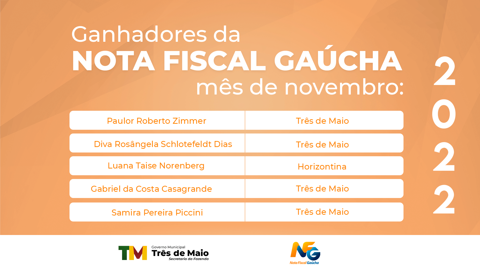 NOTA FISCAL GAÚCHA REALIZA SORTEIO DO MÊS DE NOVEMBRO
