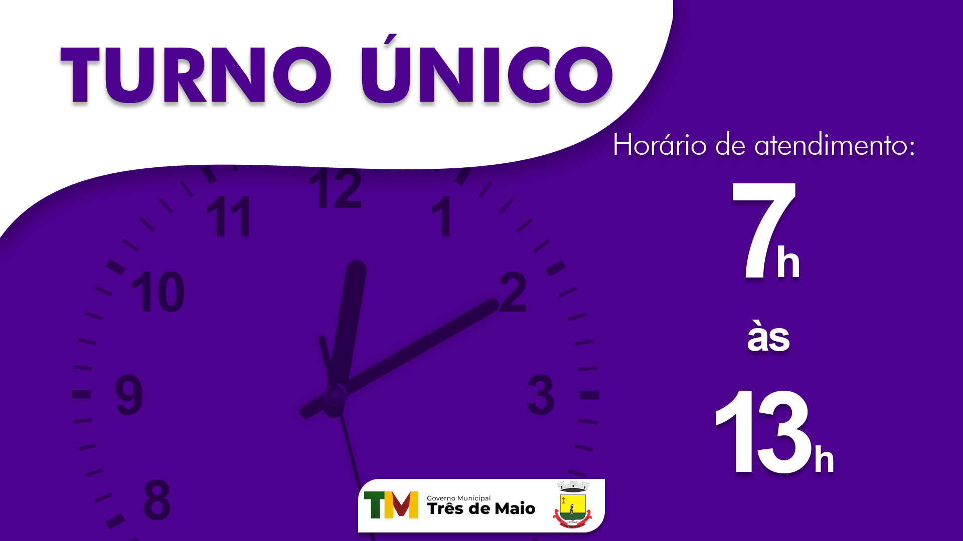 TURNO ÚNICO INICIA NA PRÓXIMA SEMANA