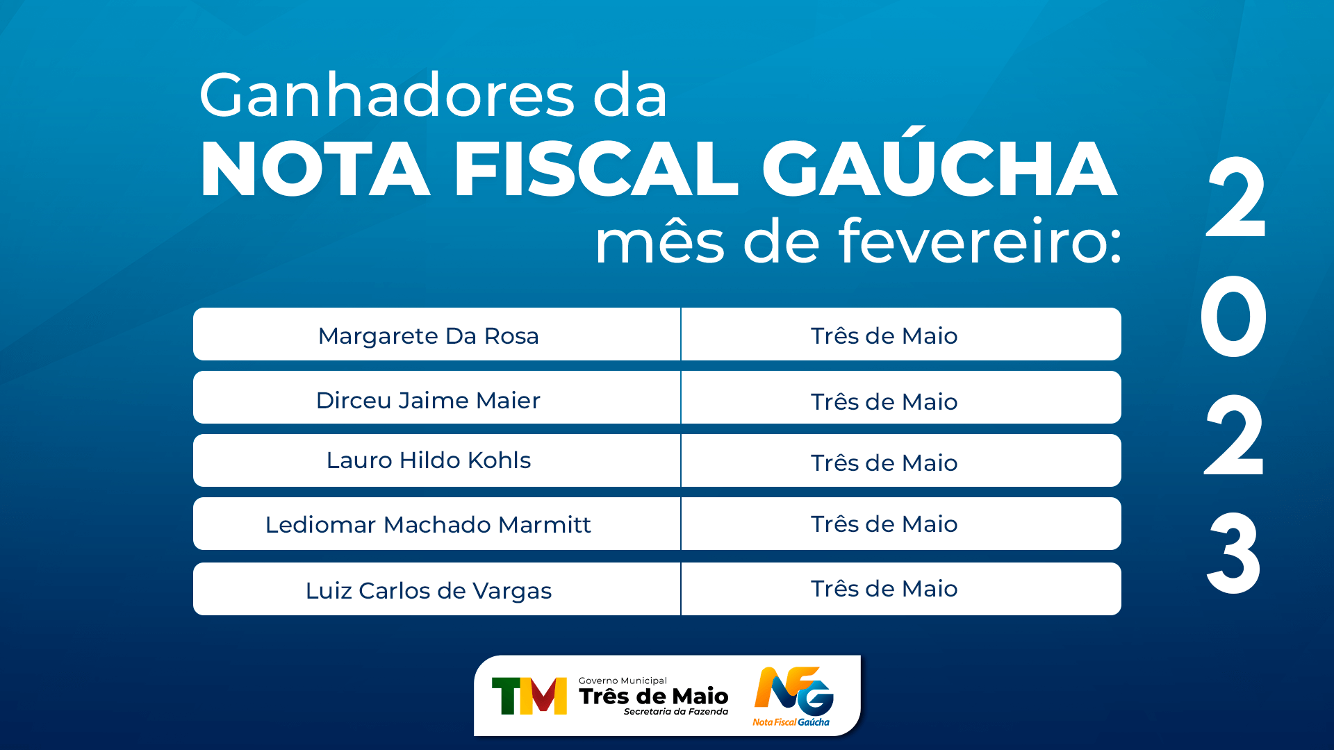 NOTA FISCAL GAÚCHA REALIZA SORTEIO DO MÊS DE FEVEREIRO
