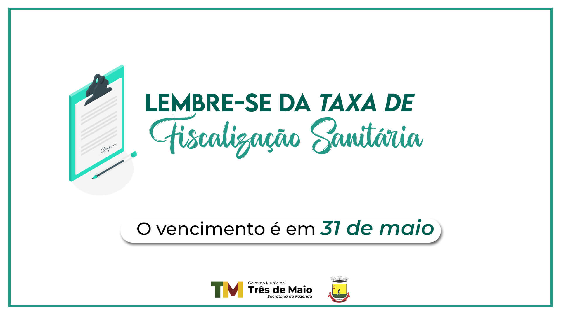 PRAZO PARA PAGAMENTO DE TAXAS DE FISCALIZAÇÃO SANITÁRIA É PRORROGADO