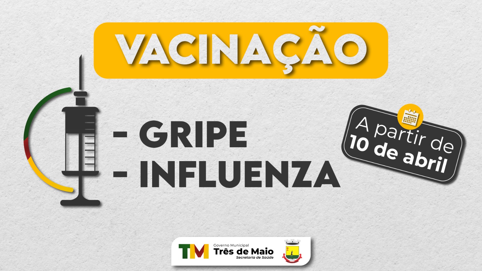 VACINAÇÃO CONTRA GRIPE INFLUENZA INICIA NA PRÓXIMA SEMANA