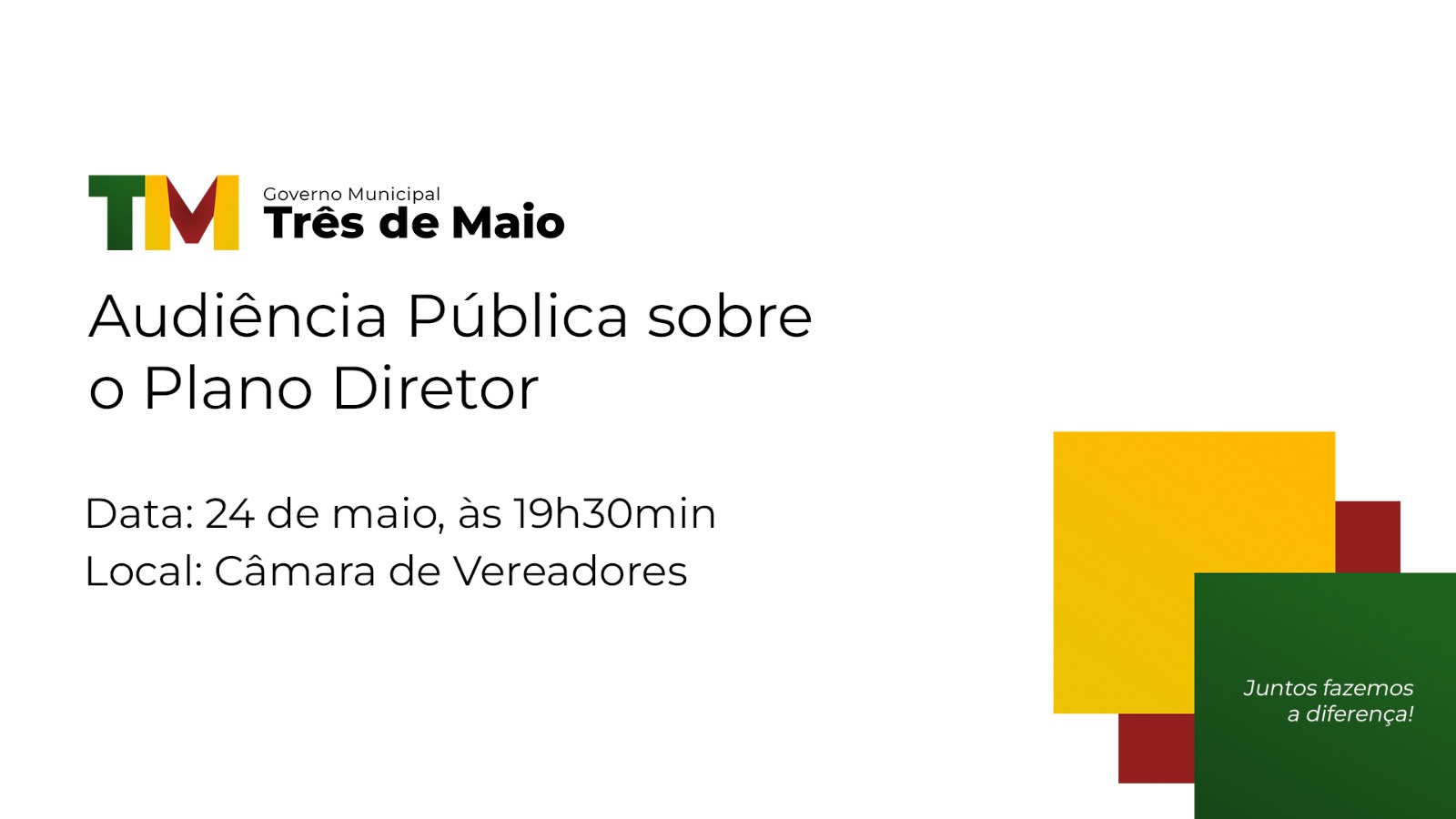 AUDIÊNCIA PÚBLICA SOBRE O PLANO DIRETOR OCORRE AMANHÃ