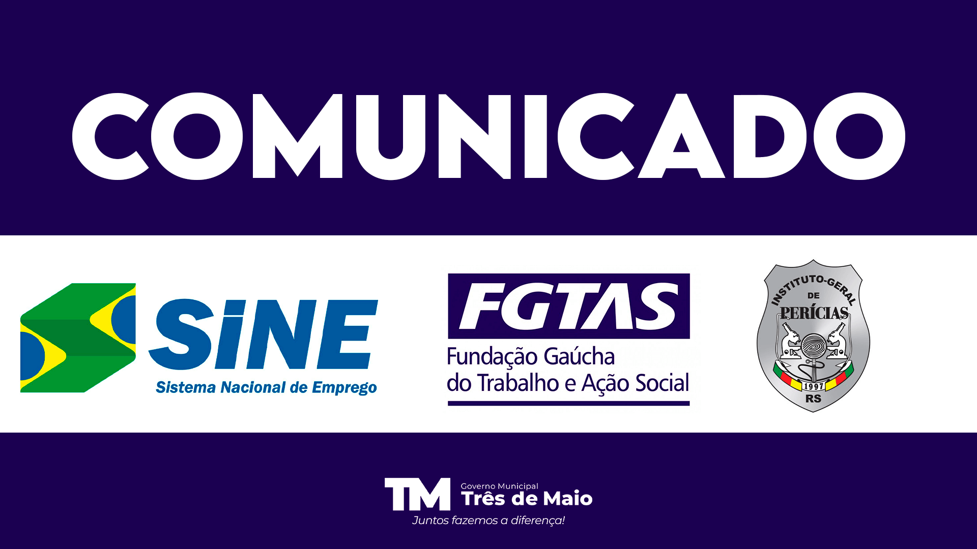 COMUNICADO SINE/FGTAS – IGP IDENTIFICAÇÃO