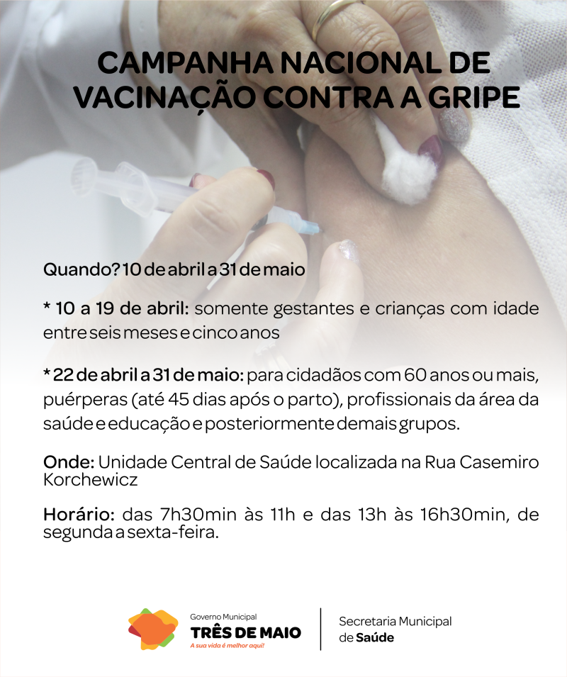 Campanha de vacinação contra a gripe iniciou nesta quarta-feira