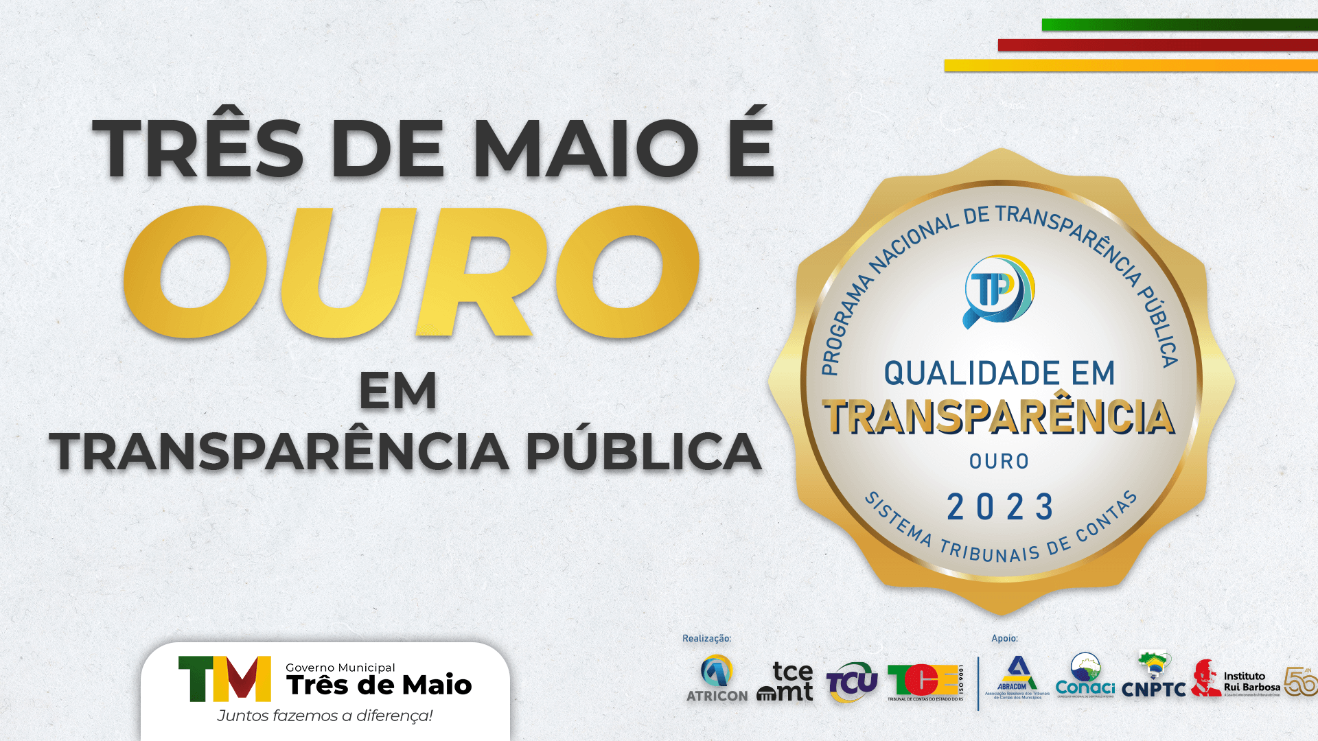 TRÊS DE MAIO RECEBE O SELO OURO EM TRANSPARÊNCIA PÚBLICA 