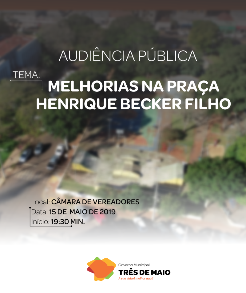 Governo Municipal realizará audiência pública sobre melhorias na praça da bandeira