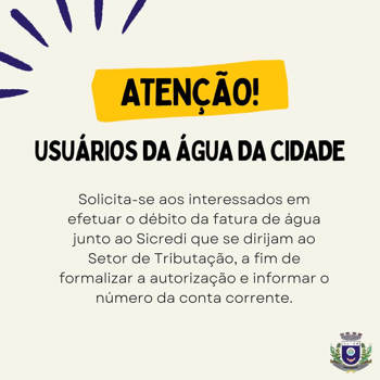 <p>D&Eacute;BITO DA FATURA DE &Aacute;GUA JUNTO AO SICREDI</p>