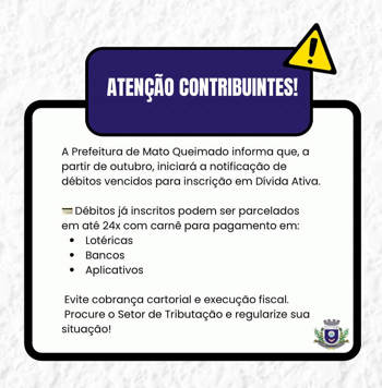 <p>NOTIFICA&Ccedil;&Atilde;O CONTRIBUINTES/D&Iacute;VIDA ATIVA</p>