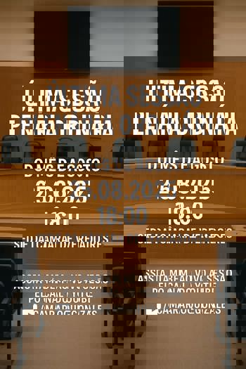 <p>📢 Convite Especial para &Uacute;ltima Sess&atilde;o Plen&aacute;ria Ordin&aacute;ria do m&ecirc;s de agosto!</p>
<p>&nbsp;</p>