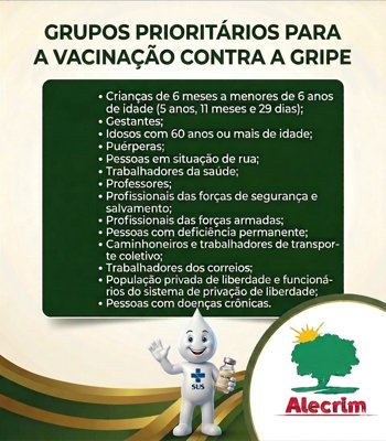 <p>Vacina&ccedil;&atilde;o contra a gripe: Dia D acontece neste s&aacute;bado em Alecrim</p>