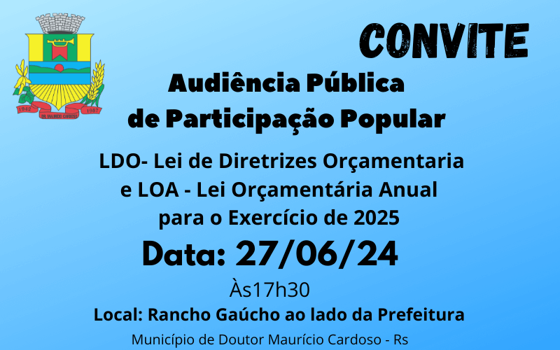 <p>Audi&ecirc;ncia P&uacute;blica de Participa&ccedil;&atilde;o Popular LDO e LOA - para o exerc&iacute;cio 2025.</p>
