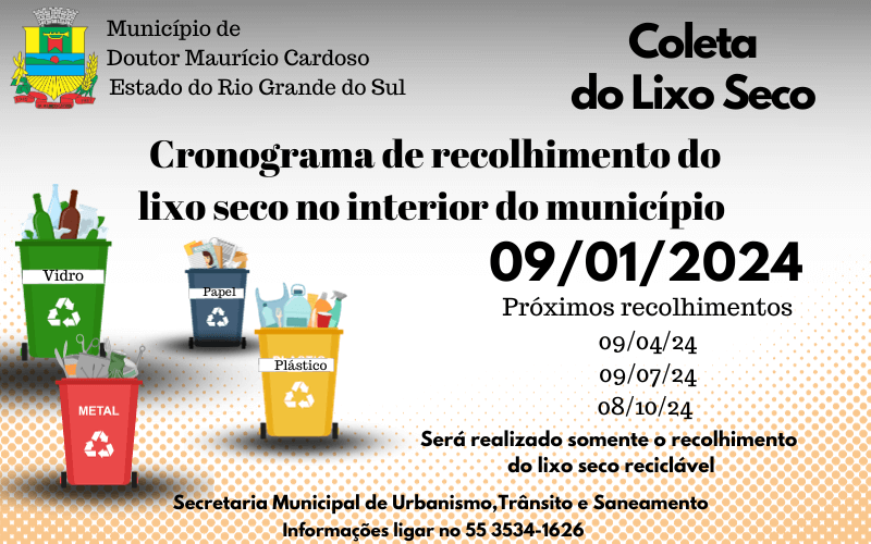 Cronograma de recolhimento do Lixo Reciclável no interior do município