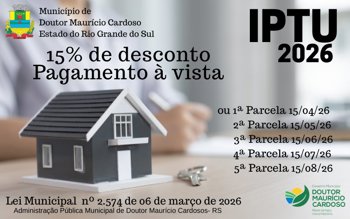 <p><span style="font-size: large;">DMC: IPTU 2026 vence em 15 de abril com desconto de 15% no pagamento &agrave; vista</span></p>