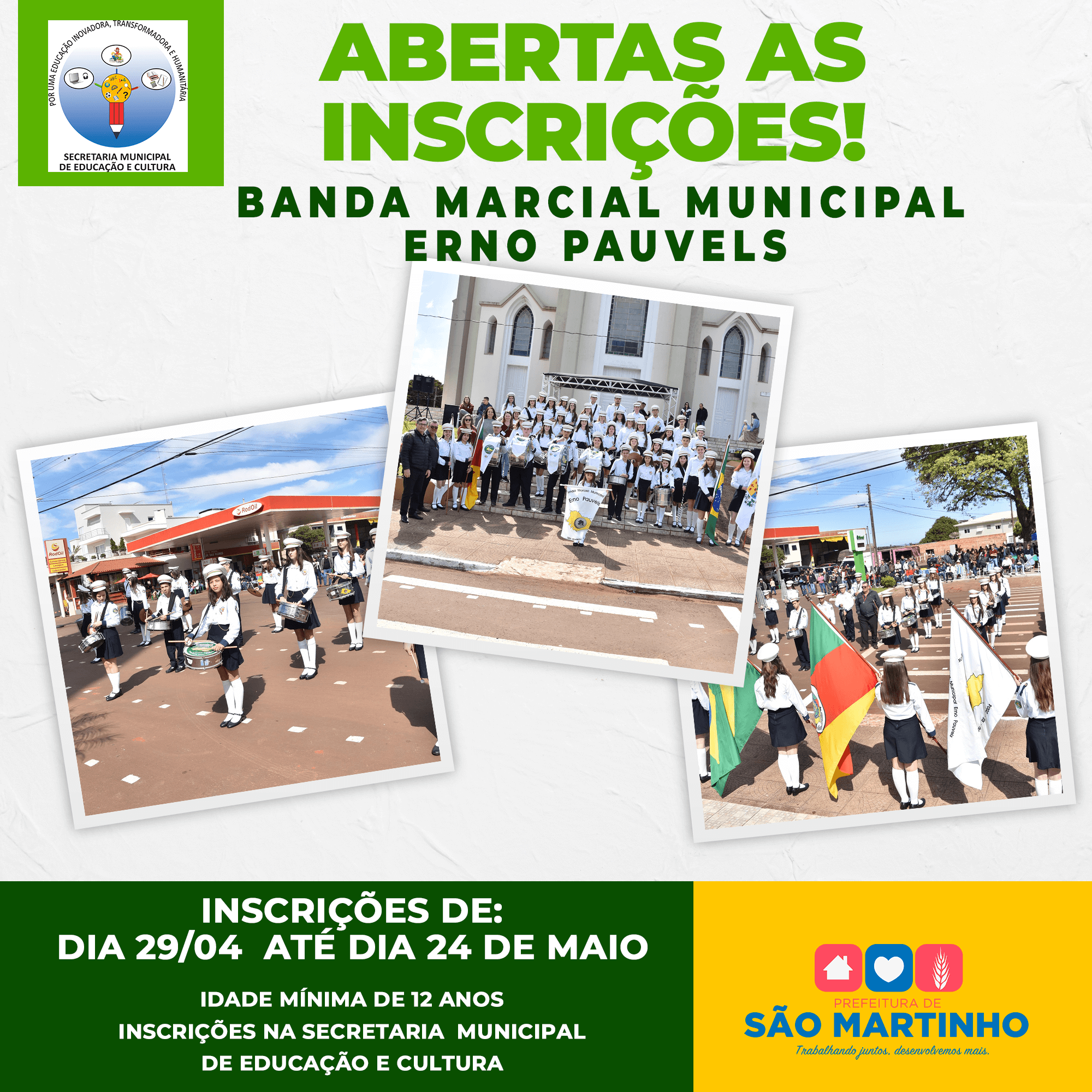 <p>INSCRI&Ccedil;&Otilde;ES PARA A BANDA</p>
