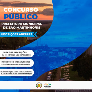 Inscri&ccedil;&otilde;es abertas para concurso p&uacute;blico em S&atilde;o Martinho