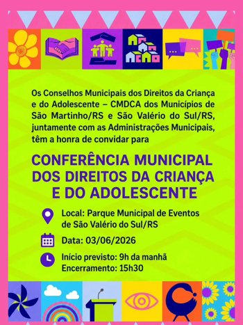 Confer&ecirc;ncia Municipal dos Direitos da Crian&ccedil;a e do Adolescente ser&aacute; realizada em S&atilde;o Val&eacute;rio do Sul