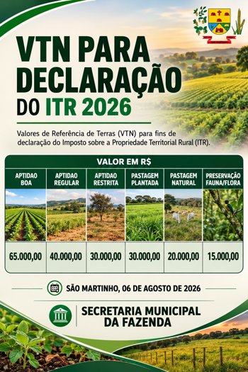 VTN PARA DECLARA&Ccedil;&Atilde;O DO ITR 2026
