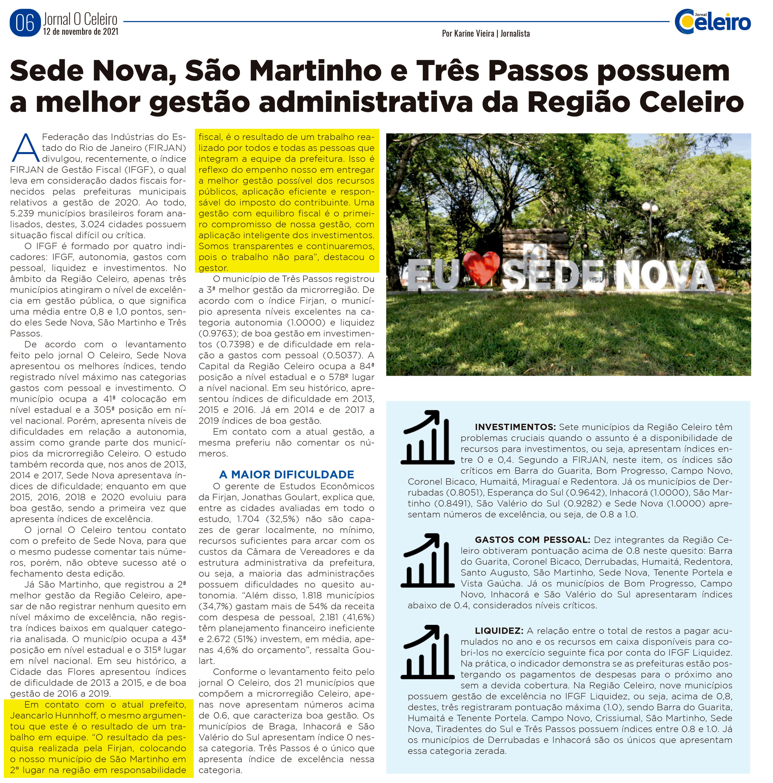 São Martinho fica em 2º lugar no Índice Firjan. 