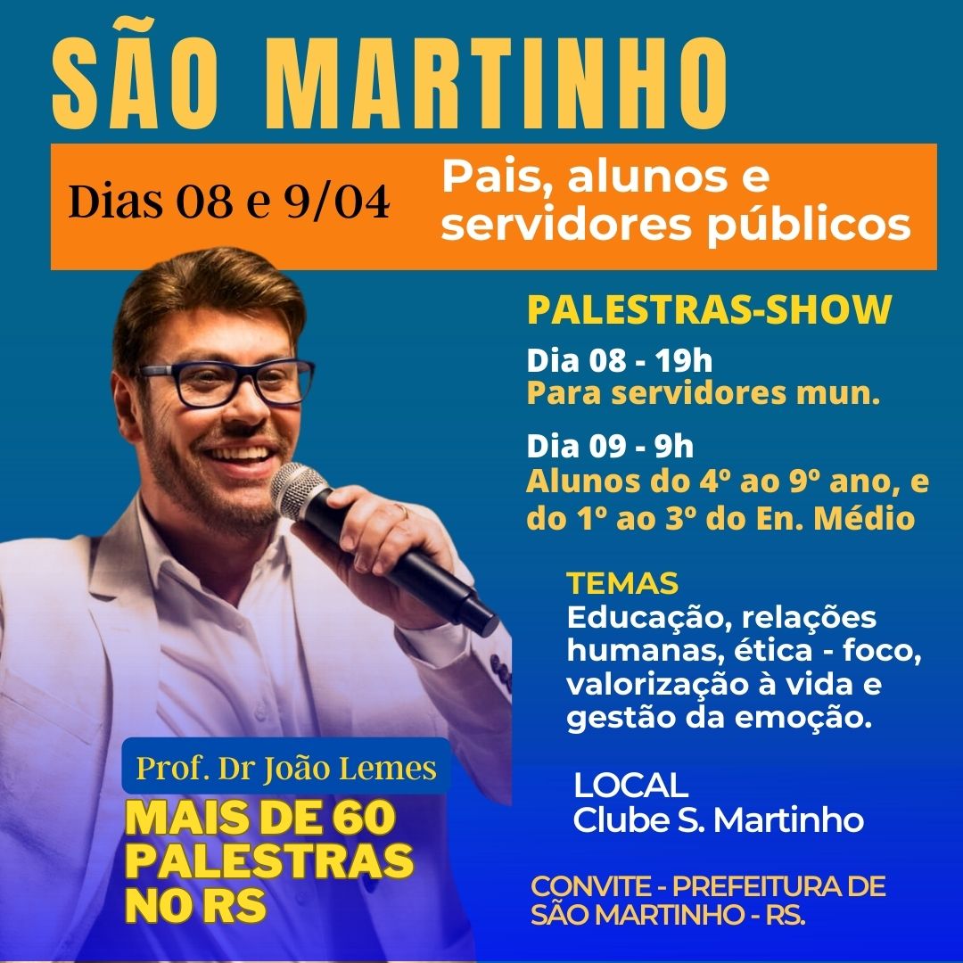 <p>PALESTRAS- SHOW COM JO&Atilde;O LEMES&nbsp;</p>