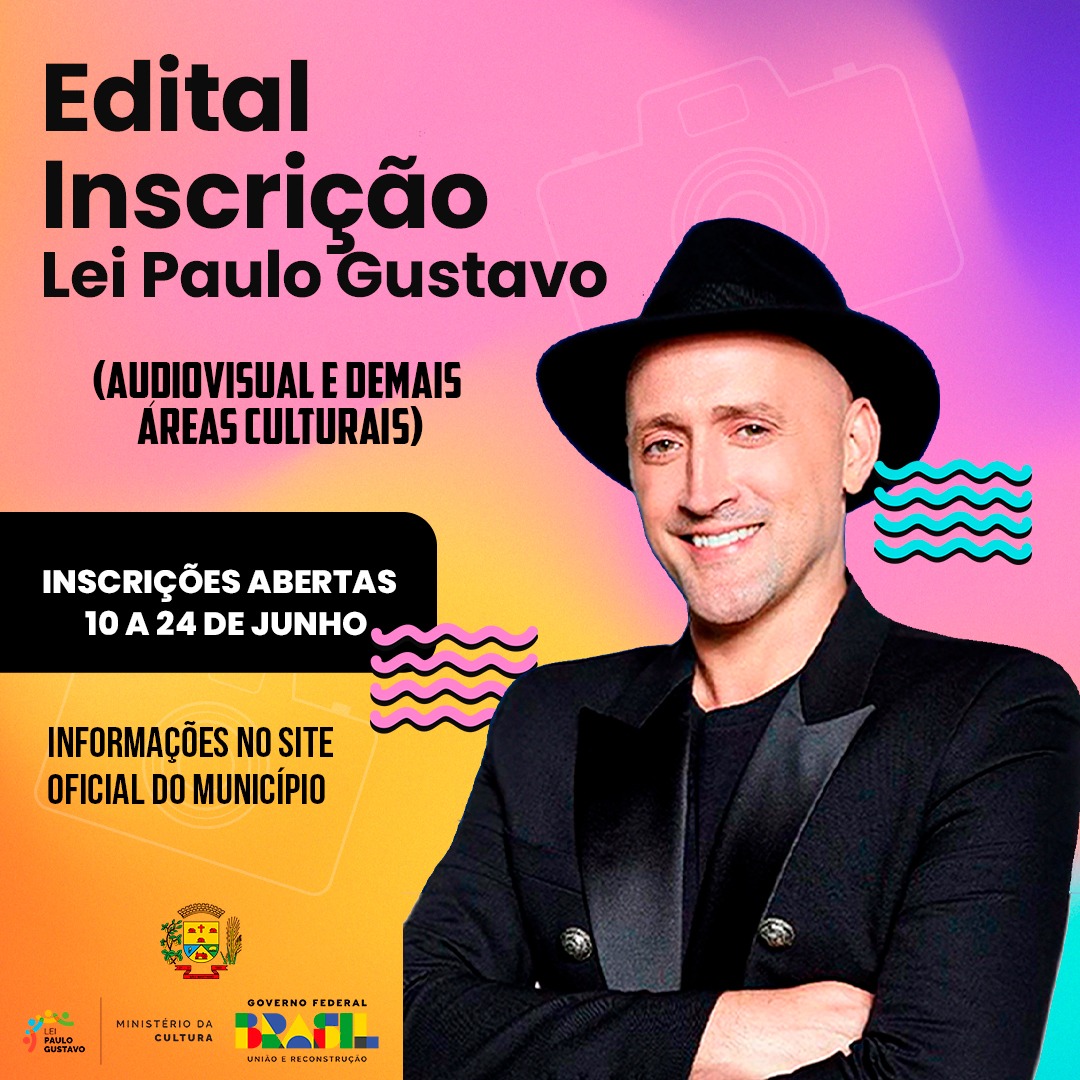 <p>&nbsp;Abertas as inscri&ccedil;&otilde;es para projetos culturais da Lei Paulo Gustavo (audiovisual e demais &aacute;reas culturais).&nbsp;</p>